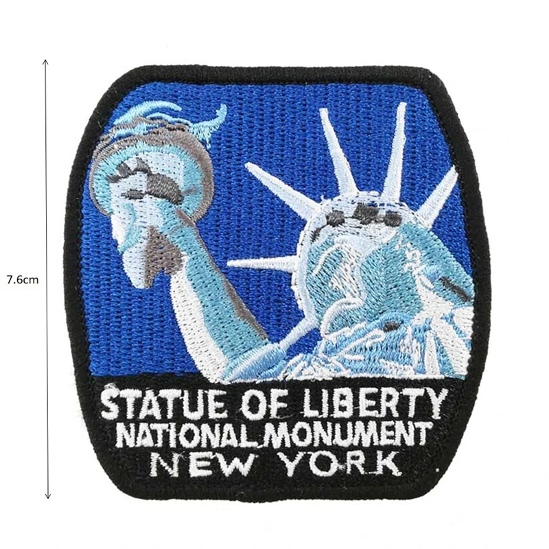 

Custom Embroidery Patch Statue of Liberty Iron on Sew on Velcro backing badge factory Customization Service