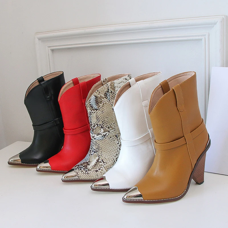

Women Ankle Boots Natural Leather 22-27CM European and American Leather Upper and Lining Online Celebrity Womens Boots Ankle