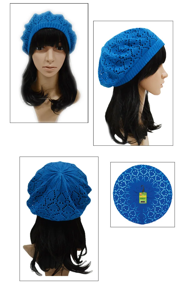 Женская вязаная шапка берет Boina de Ganchillo 8 цветов весна лето осень|beret cap|knitted beretcap beret