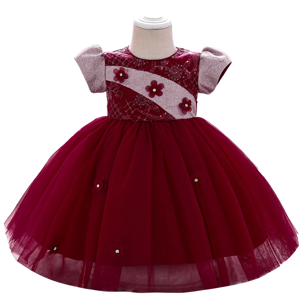 

2021 Fashion Dress Ceremony 1st Birthday Dress For Baby Girl Clothes Beading Princess Dress Ball Gown Party Dresses 1- 5 Years