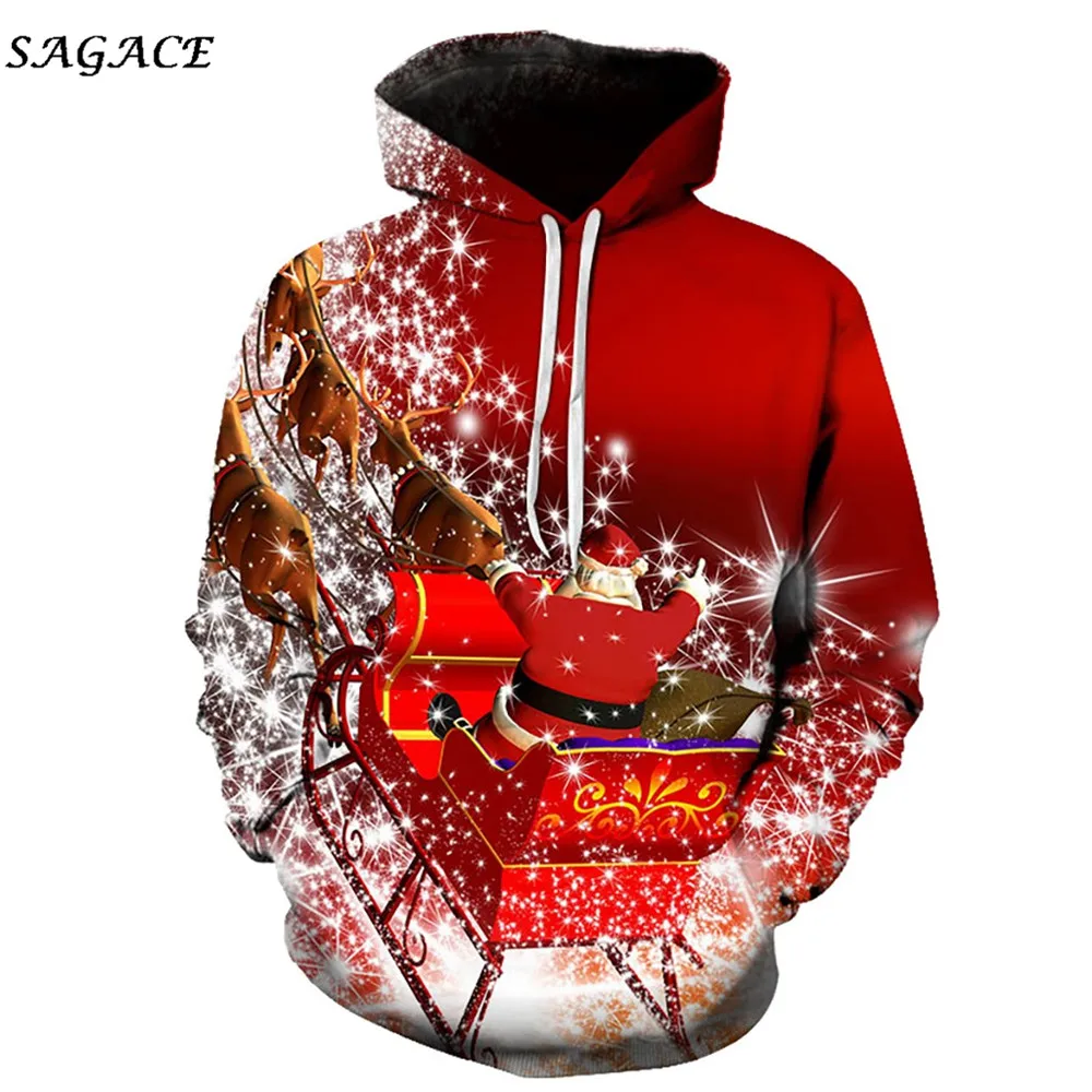 Sagace одежда Толстовка Рождество Весна мужская женская пара Мода красный с