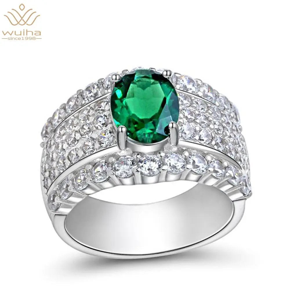 

Кольцо женское из серебра 100% пробы с Овальным Изумрудом, 7 Х9 мм