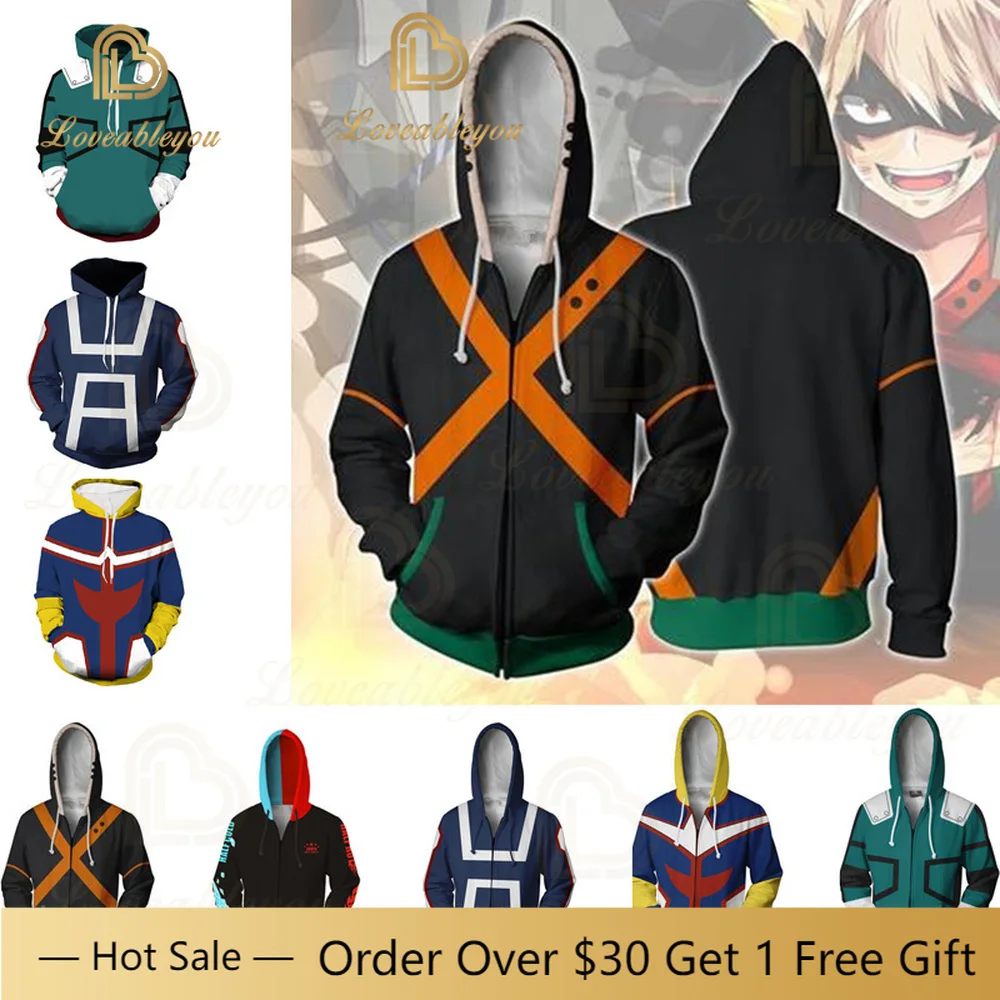 

Anime Hoodies Sweatshirts Boku No Hero Academia Cosplay Costumes Bakugou Todoroki Shoto Spring/Autumn Coat