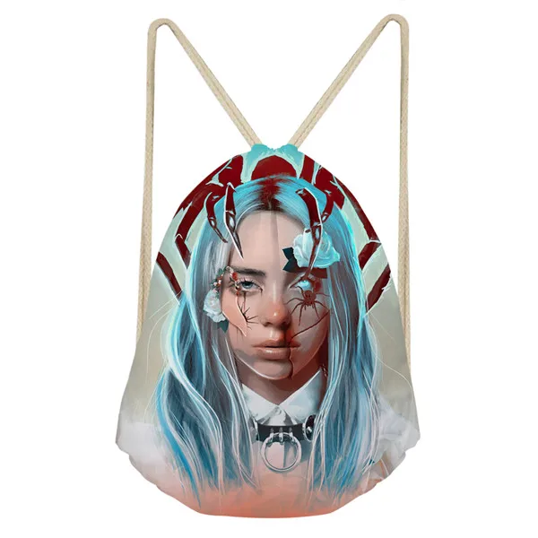 CDZHL733Z3 Thikin Billie Eilish Повседневное мешок на завязках сумка для йоги, спортивная сумка для йоги, рюкзак для малышей в мягкой обложке на низкой подошве; женские пляжные сумка со шнурком мешок - Цвет: CDZHL733Z3