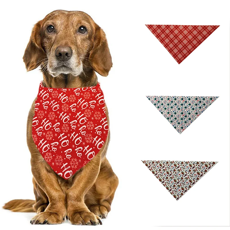 

Christmas Pet Bandanas Collar for Dogs Cats Cotton Triangular Bibs Scarf Collar with Santa Claus Pattern for Puppy Accessories