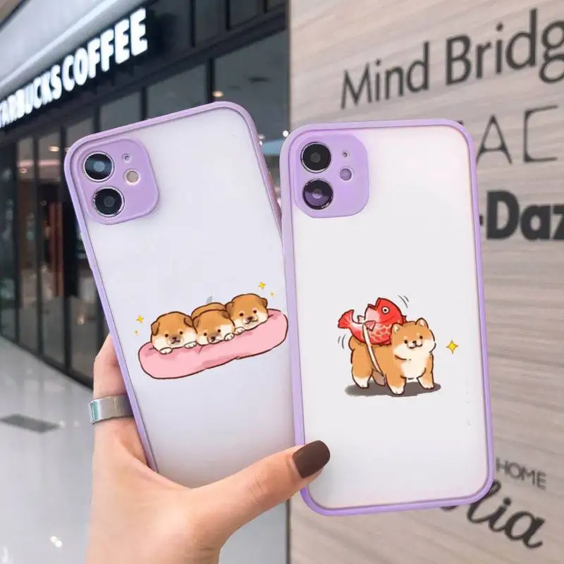 

Cute cartoon animal corgi dog Phone Case Matte Transparent for iPhone 7 8 11 12 s mini pro X XS XR MAX Plus cover funda
