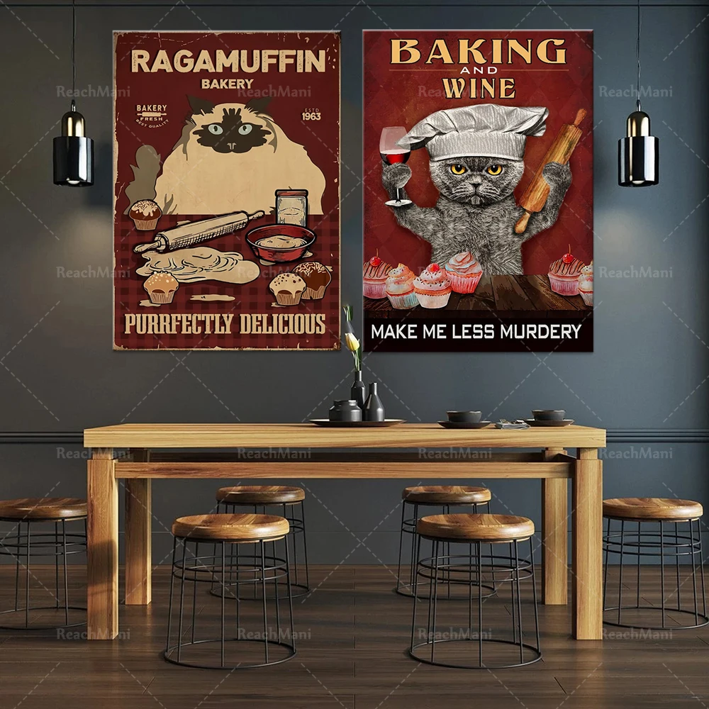 

Cooking and wine make me less cruel posters, cat posters, chef cat posters, baking cat posters, pastry lovers, wine lovers, cat