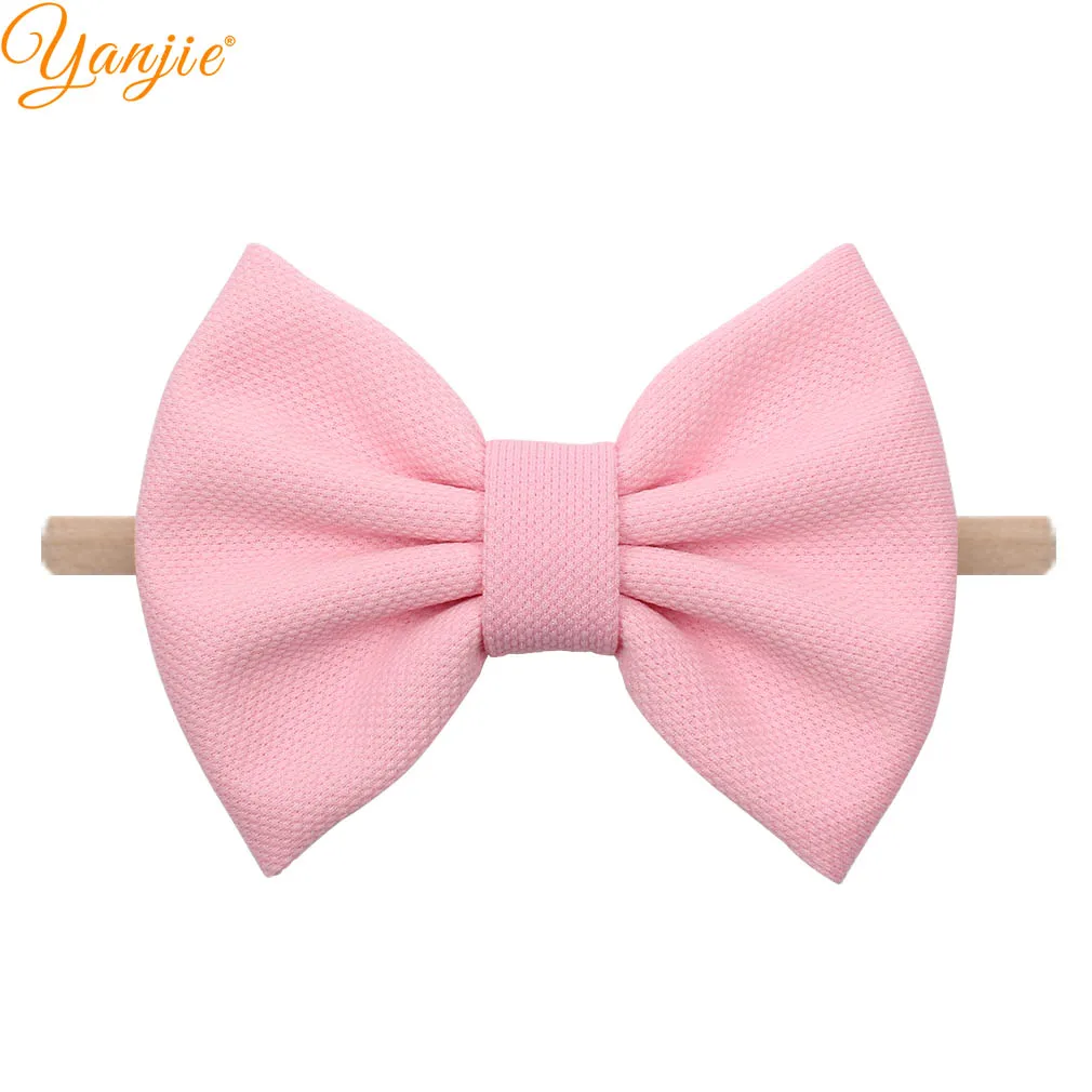 5 inch bow-lt pink 7 дюймовая повязка на голову с большим бантом для девочек, г., однотонные большие банты для волос, эластичные тюрбан, повязка на голову, детский топ с бантом, повязка на голову, аксессуары для волос - Цвет: 5 inch bow-lt pink