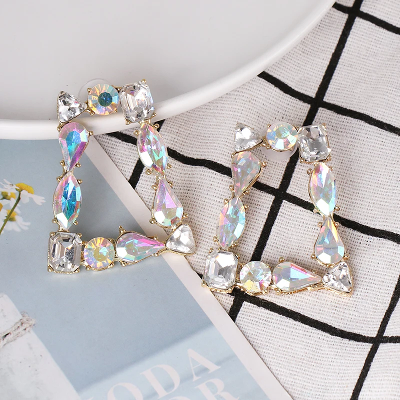 FASHIONSNOOPS, модные серьги-капли ZA с кристаллами, стразы для женщин геометрической формы, в стиле бохо, Висячие массивные большие серьги, ювелирные изделия, подарки