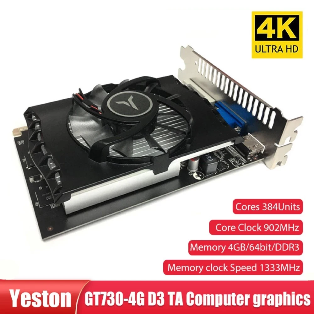 

Video Graphics Cards GT730 4G GDDR3 64bi PCI-Express 3.0 Gaming Desktop Computer Graphics Card For DVI HDMI Computer Accessories