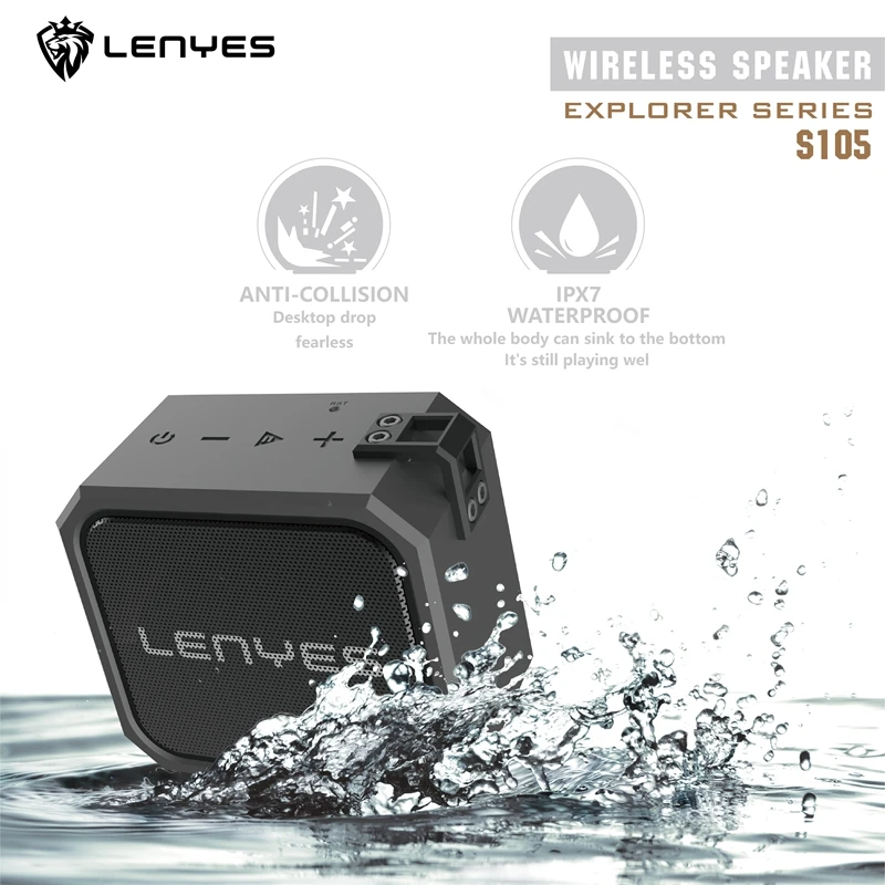 Уличный динамик Lenyes 5 Вт TWS Bluetooth Беспроводная колонка IPX7 портативный маленький