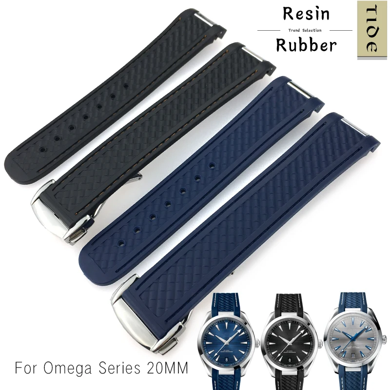 Ремешок силиконовый для часов резиновый браслет Omega AT150 Seamaster 600 Speedmaster GMT DE VELLE Series