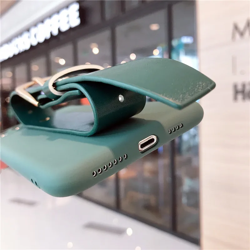 

Camera Protection Wrist Strap Phone Case For iPhone SE 2020 12 11 Pro XR XS Max X 7 8 Plus Mini Shockproof Solid Back Cover