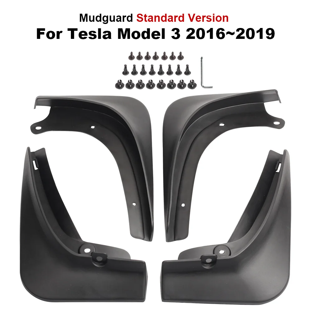 Standard Dabecan 4 шт. брызговик автомобиля для Tesla модель 3- передние/задние аксессуары для крыльев Авто брызговик брызговики снег брызговики - Цвет: Standard