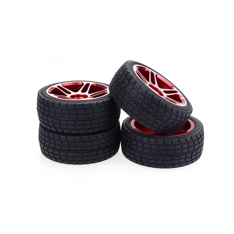 

4Pcs 1/10 on Road Car Tourning Car Rubber Tires & Metal Wheel Rim for HSP HPI Losi LRP RC Drift Car Accessories