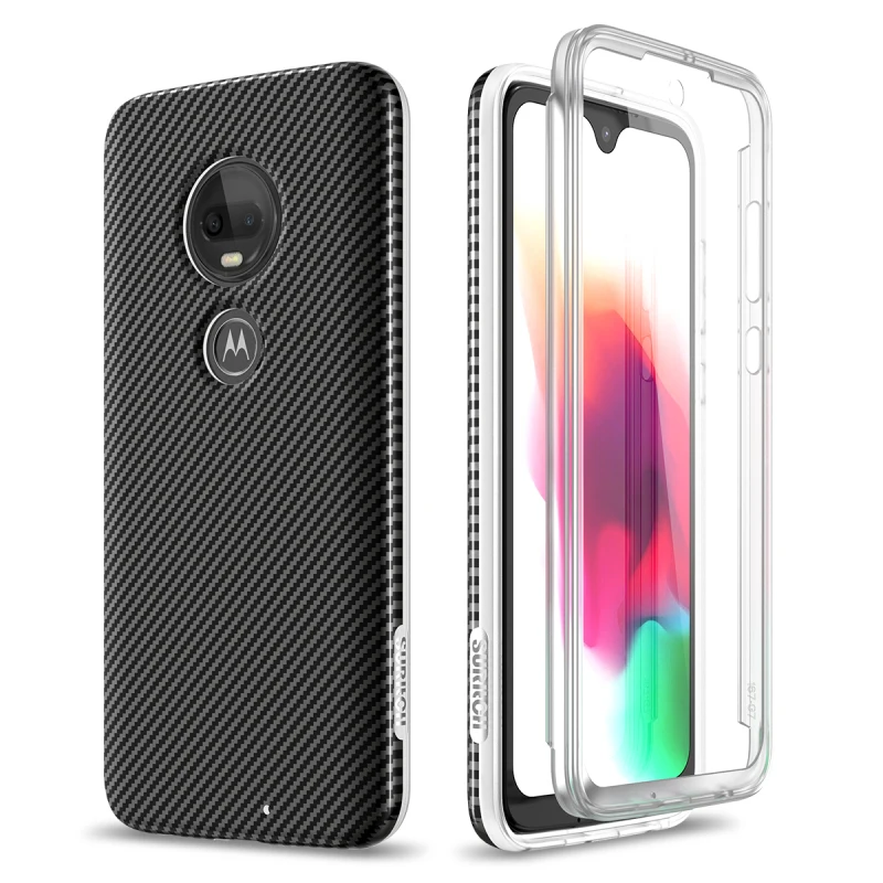 Мягкий мраморный чехол для Motorola Moto G7 360 2 в 1 противоударный бампер со встроенной