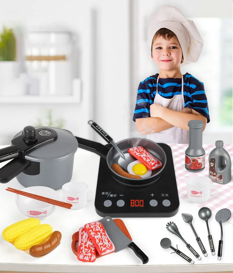 24 шт. набор детской кухонной посуды имитация индукционной плиты скороварка с