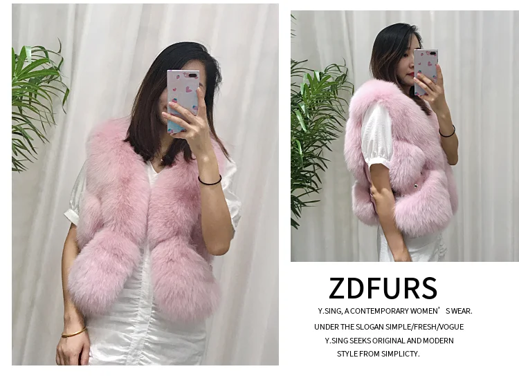 ZDFURS* из натурального меха лисы жилет короткий без рукавов Vestwoman зимние теплые натуральный меховой жилет натуральным лисьим мехом Меховая куртка лисий мех пальто
