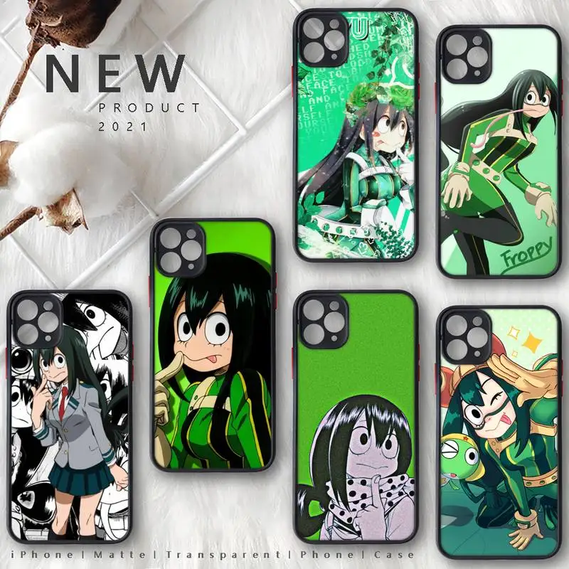 

Asui Tsuyu Boku no My Hero Academia Phone Case matte transparent For iphone 7 8 11 12 plus mini x xs xr pro max cover