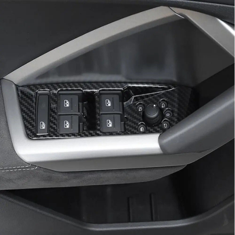 

For Audi Q3 F3 2019 2020 Carbon Fiber Interior Door Handle Window Switch Cover Trim Film Stickers Decals Car Styling Accessories
