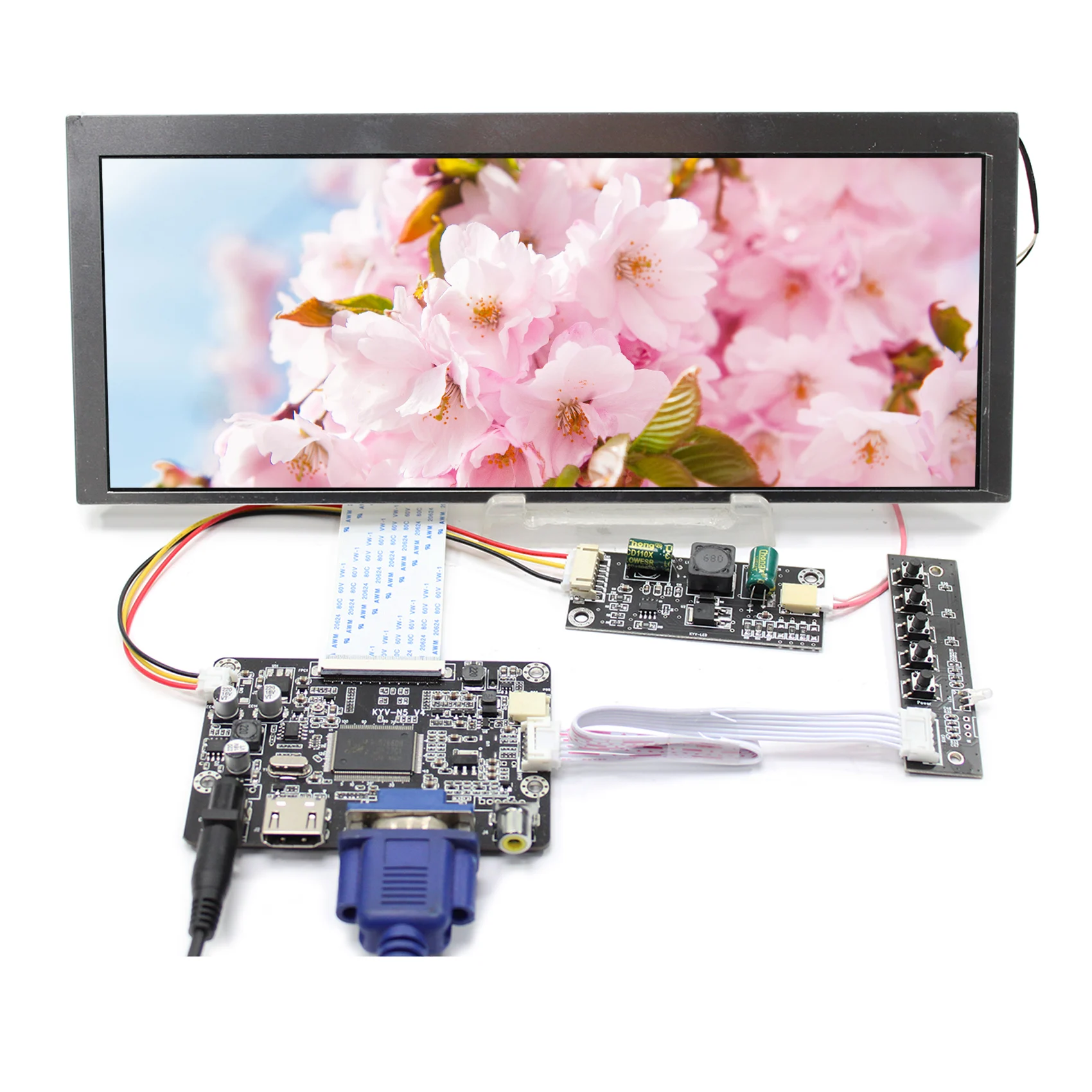 

CLAA103WA01 Xn 10.3" 1280x480 800 nits TFT-Lcd Screen with HD-MI VGA AV LCD Driver Board For Car Navigation Audio BMW-5 Series