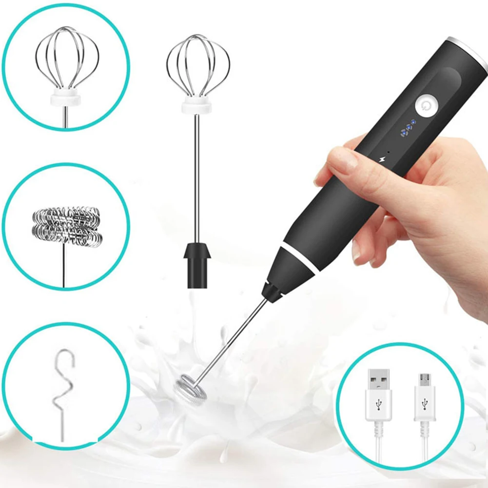 

3 Modes Electric Handheld Milk Frother Coffee Drink Foamer With USB Charger Bubble Maker Whisk Mixer For Coffee Cappuccino