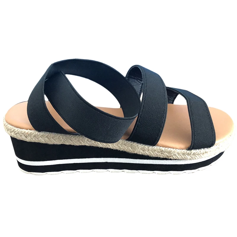 

Simple Student Sandals 2020 Summer New Women's Waterproof Platform Elastic Band Wedge Heel Fashion Women's Shoes Large Size