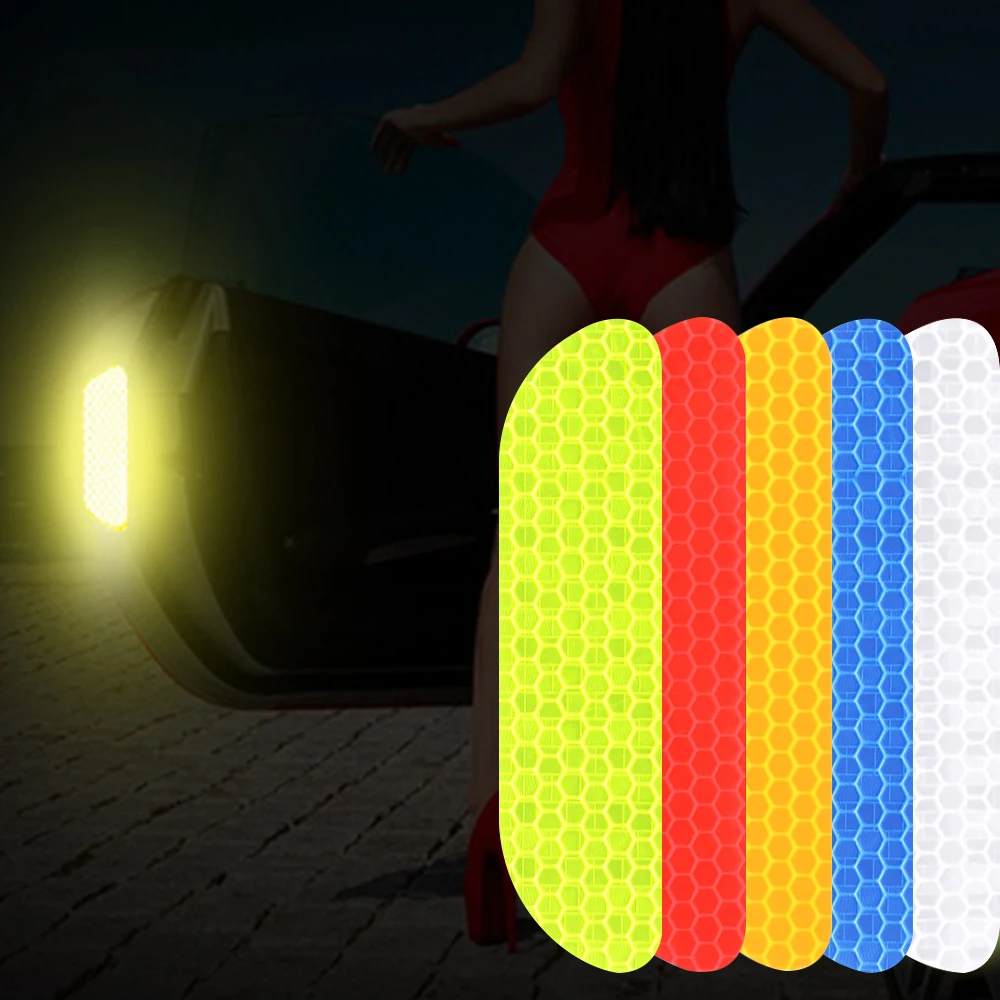 4 шт./компл. универсальные автомобильные отражающие наклейки двери автомобиля