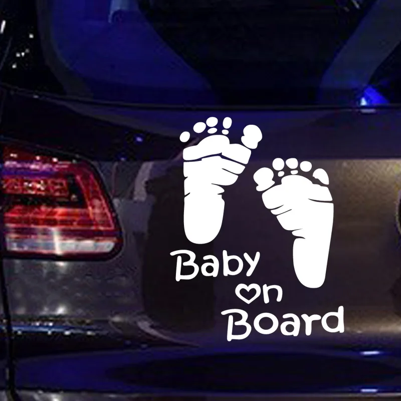 

Car Stickers Decor Motorcycle Decals Baby's Footprints Decorative Accessories Creative Sunscreen Waterproof PVC,16cm*13cm