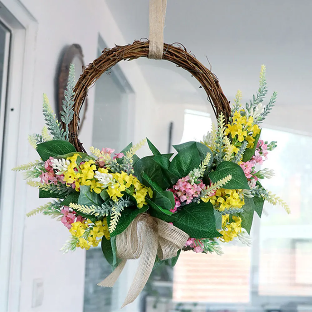 

Simulation Ear Wheat Wreath Lavender Wreath Holiday Party Home Decoration Garland Front Door Wall Hanging Pendant Fall Wreath