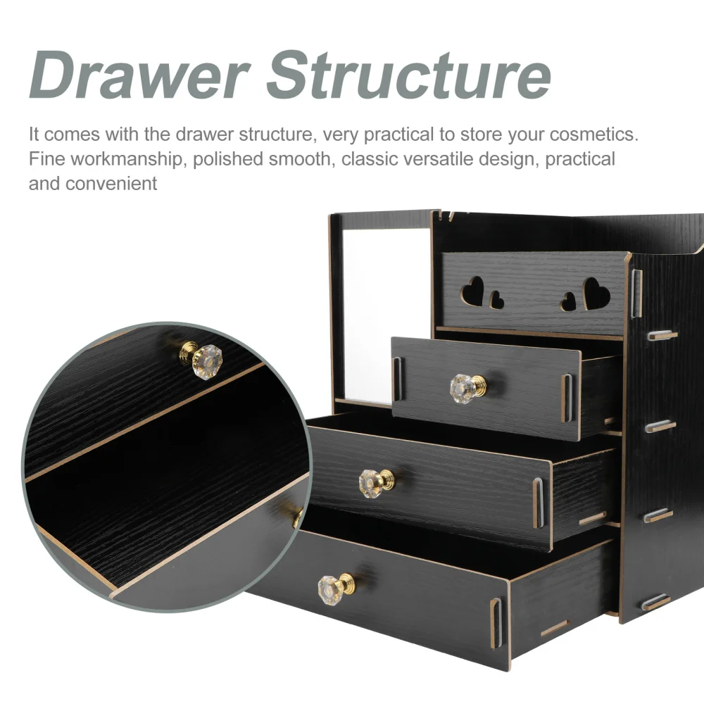 

1pc Mirror Cosmetics Rack Tabletop Cosmetics Organizer Convenient Sundries Box