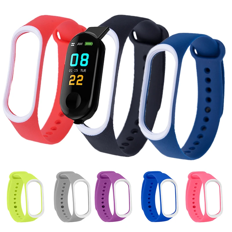 Цветной двойной цветной сменный мужской t браслет ремешок для mi band 3 Женский