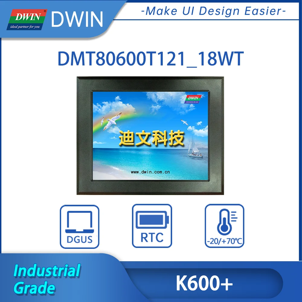 Dwin 12.1 Polegada hmi inteligente uart tft lcd módulo de exibição 800*600 grau industrial para arduino tela toque
