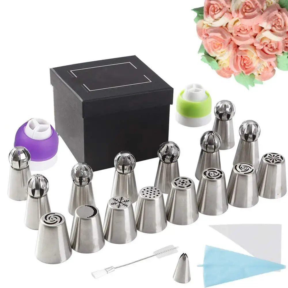 41 Pcs/Set Russian Stainless Steel Cake Icing Pastry Cakes Set Decoration Tools +Nozzle Balls Nozzles | Дом и сад