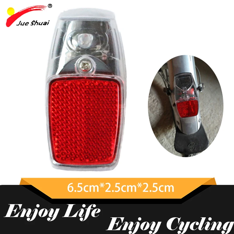 JS LED Battery Electric Bicycle Light Mount On The Mudguard Plastic Shining Js Safe Warning Taillight Bike Rear Accessories Part