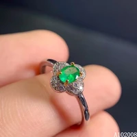 kjjeaxcmy fine jewelry 925 sterling silver inlaid natural emerald ring new female trendy gemstone ring elegant support test