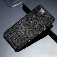 phone case for iphone 13 pro max 12 mini 12 11 pro max x xr xs max 5 6 7 8 plus se 2020 genuine leather luxury 3d crocodile head