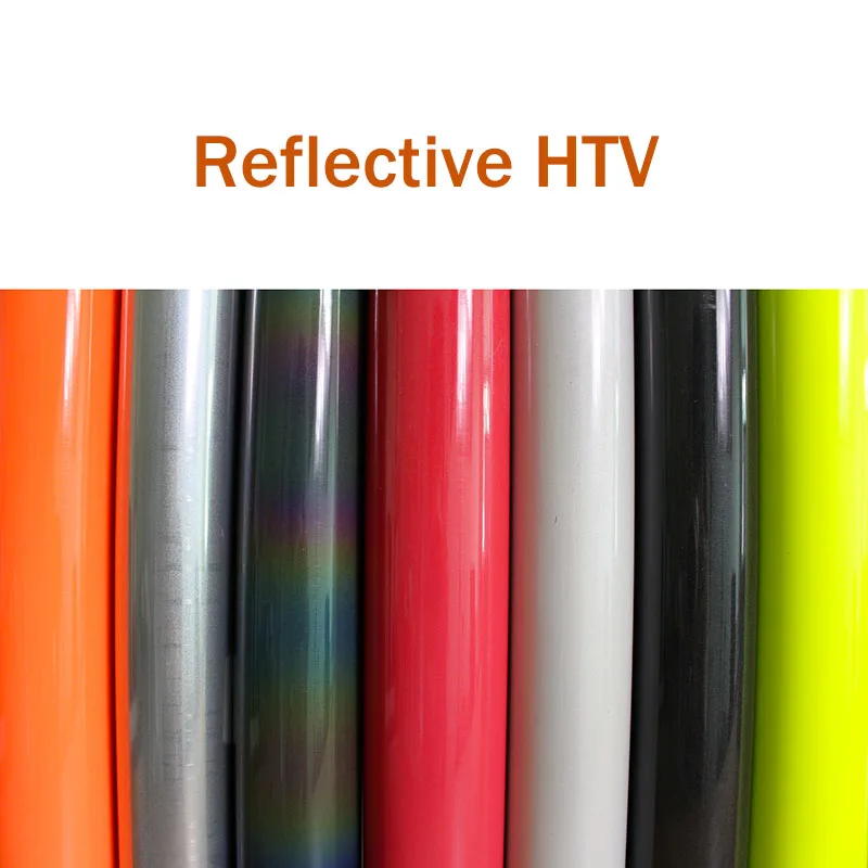 

Cheap 25cmx50cm 10"x20" colorful reflective heat transfer vinyl press t-shirt HTV film cutting plotter