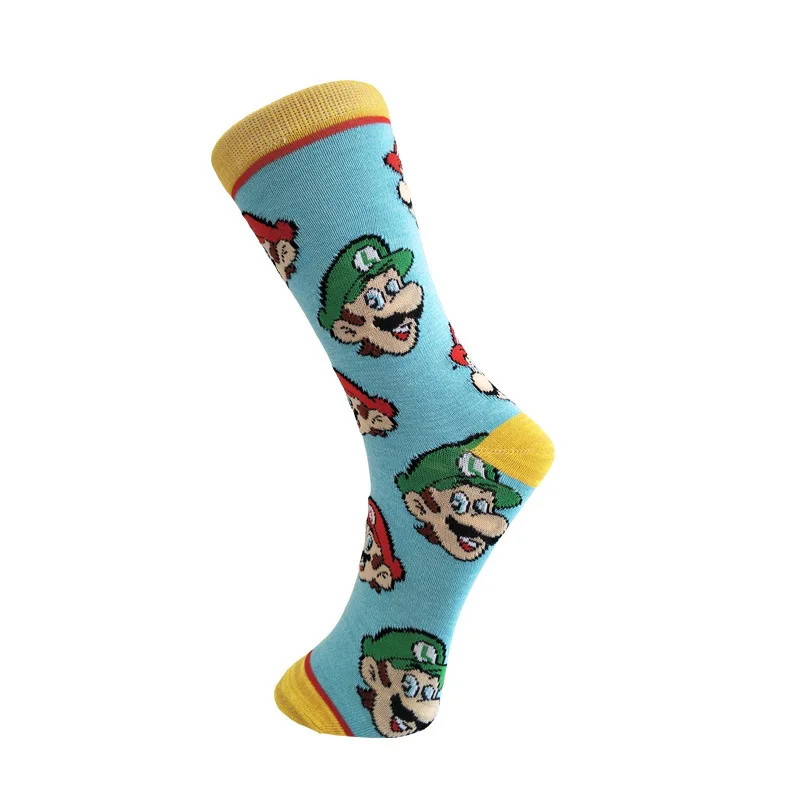 Носки с принтом игры Super Mario Bros мужские хлопковые носки Luigi спортивные повседневные милые забавные дышащие впитывающие пот мягкие удобные носки с героями мультфильмов