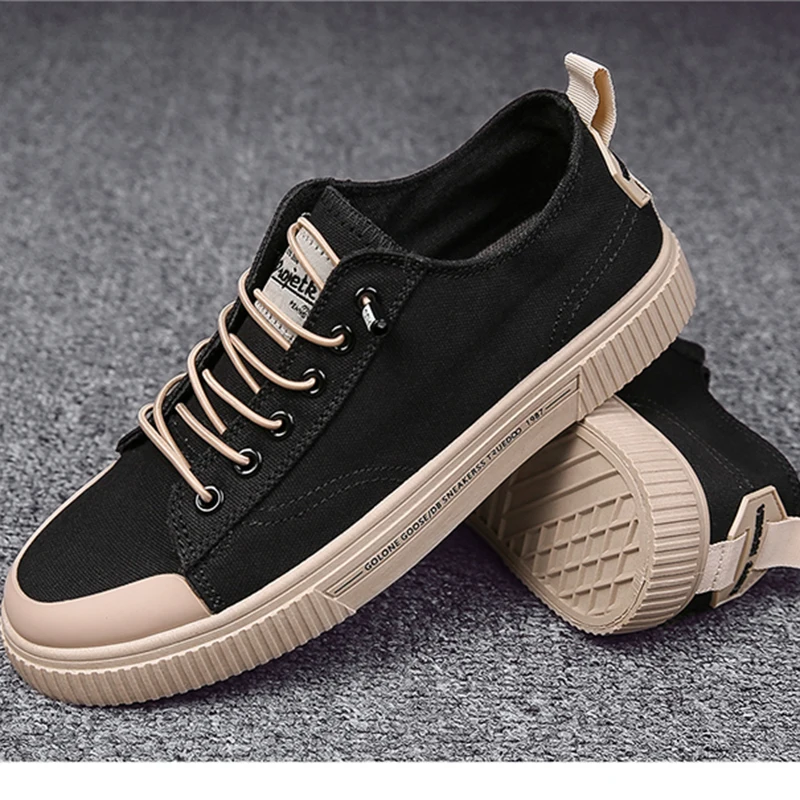 

Men's Low-cut Breathable Canvas Sneakers Round Head Non-slip Outdoor Casual Board Shoes Zapatillas Hombre