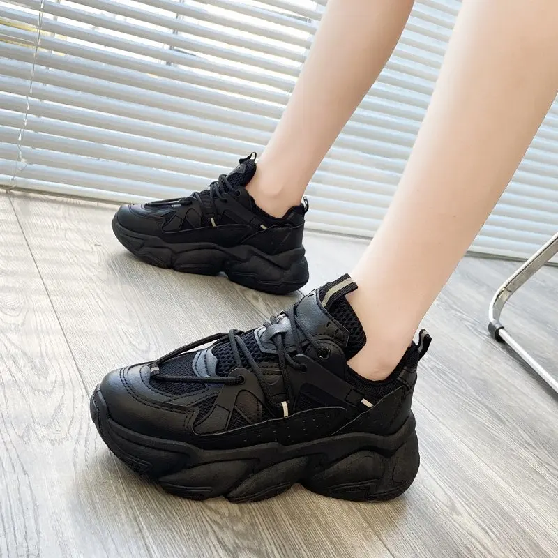 

2021 Women Chunky Sneakers Fashion Platform Shoes Female Casual Thick Sole White Ladies Trainers Tenis Zapatillas Mujer