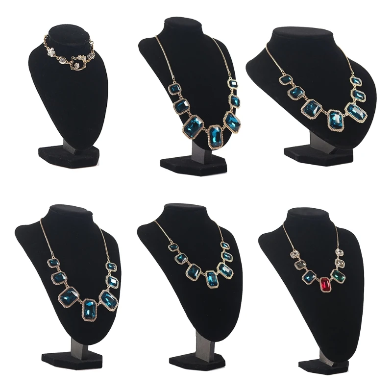 2021 New Black Suede Mannequin Stand Necklace Jewelry Display Stand Portrait Neck Stand