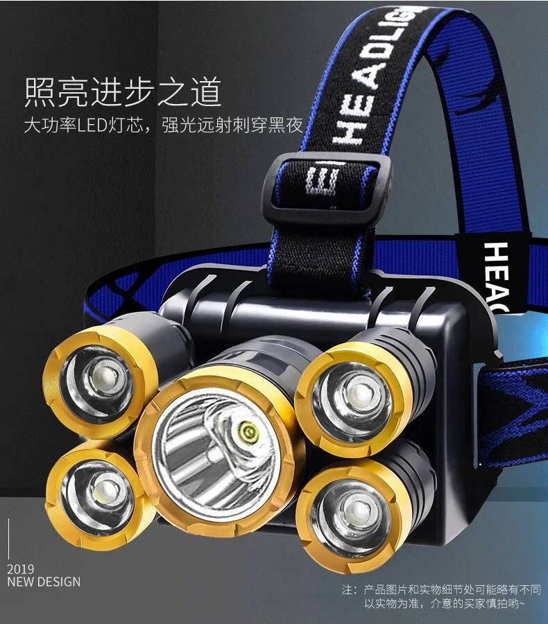 

Водонепроницаемый налобный фонарь для рыбалки, светодиодный налобный фонарь для скалолазания, перезаряжаемый прожектор, наружное освещен...