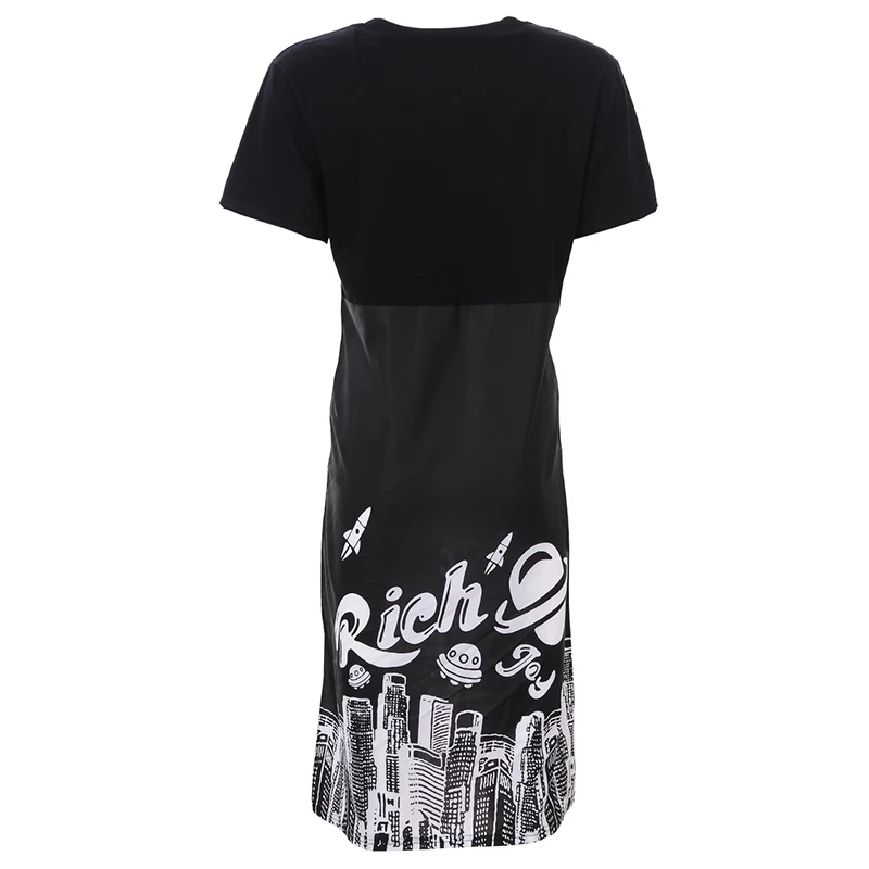 Женское летнее платье-футболка свободное Повседневное с принтом модель 2018 1547 |