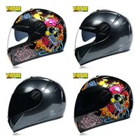 virtue capacete de moto full face helmet skull pattern motorcycle helmet safety with lens racing moto helmet cascos para moto