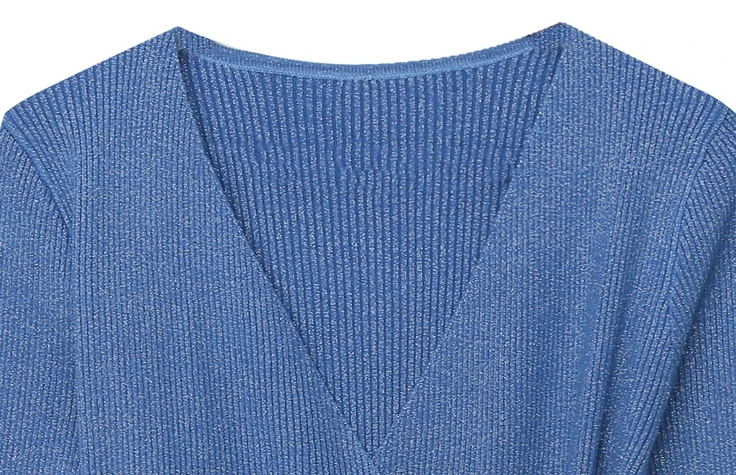 

Fall Winter Knitted Sweater Women European Clothes Sexy Shiny V-Neck Drape Button Pullover Ropa MujerBottoming Shirt New T09310L