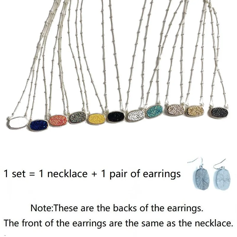 Большой кулон Друза из смолы ожерелье с подходящими шестигранными подвесками