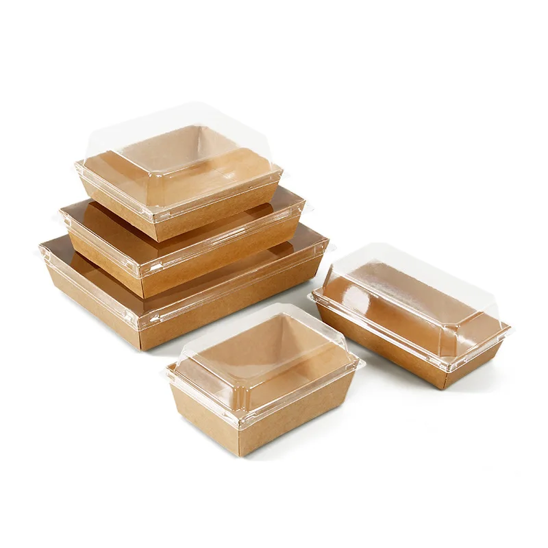 

50Sets Transparent Kraft Paper Box Sandwich Pork Floss Dessert Fried Chicken Salad Sushi Packing Box Wedding Party Lunch Box