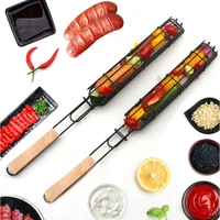 portable bbq grilling basket stainless steel nonstick barbecue grill basket tools grill mesh for meat hamburger bbq tools