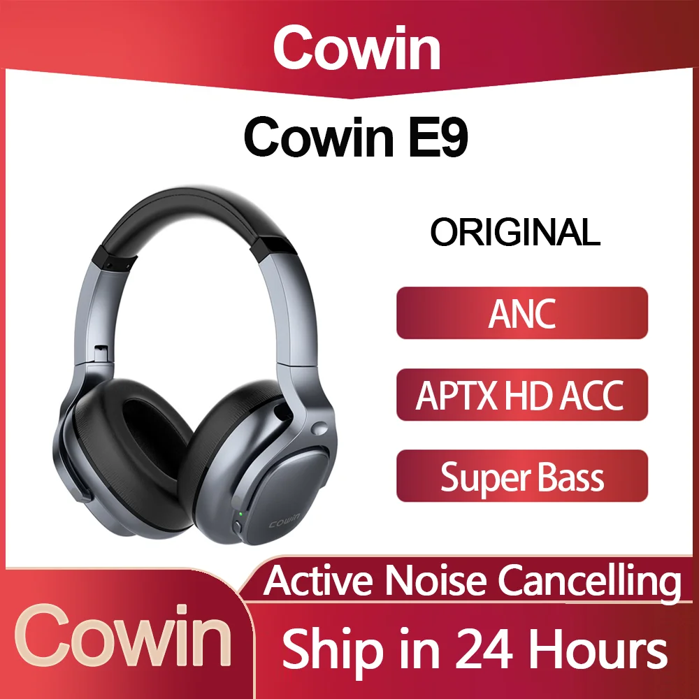 

Original Cowin E9 Bluetooth Headphone Active Noise Cancelling True Wireless Headsets Aptx HD Sound ANC Earphone With Mic Earbuds